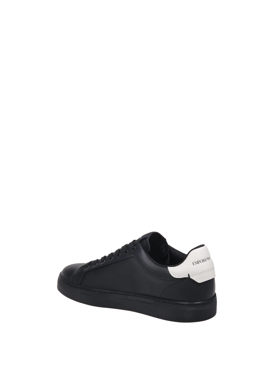 MEN EMPORIO ARMANI BLACK BOVINE LEATHER SNEAKER