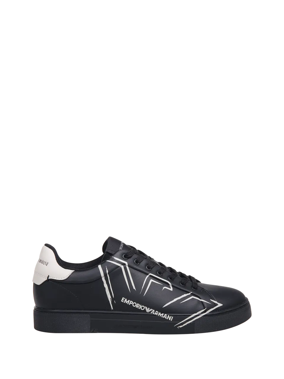 MEN EMPORIO ARMANI BLACK BOVINE LEATHER SNEAKER