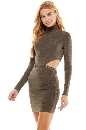 Mock Cut Out Dress w/ Chain