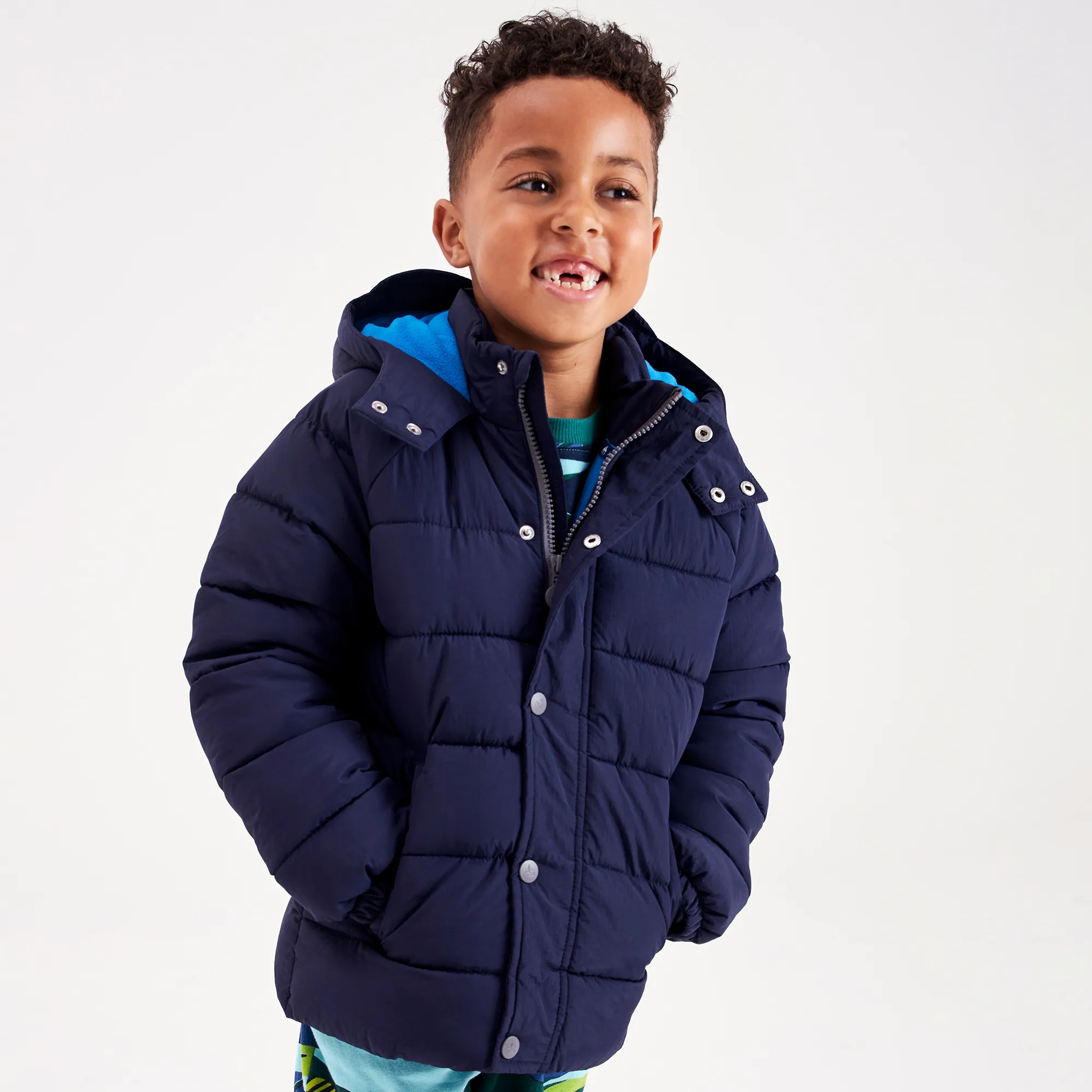 Navy Blue Showerproof Puffer Coat