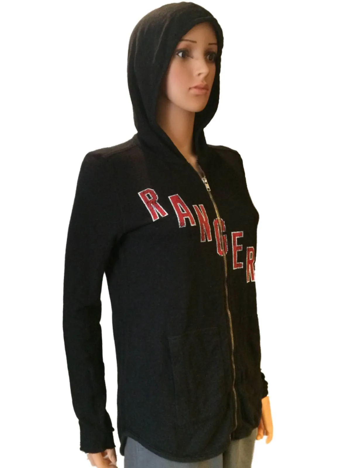 New York Rangers Retro Brand Women Black Quad Blend Full Zip Hoodie Jacket