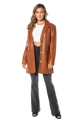 Oversized Faux Leather Trench Coat