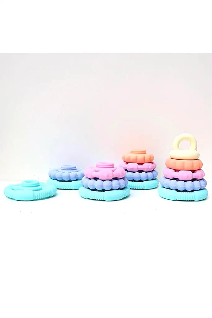 Pastel Rainbow Stacker and Teether Toy