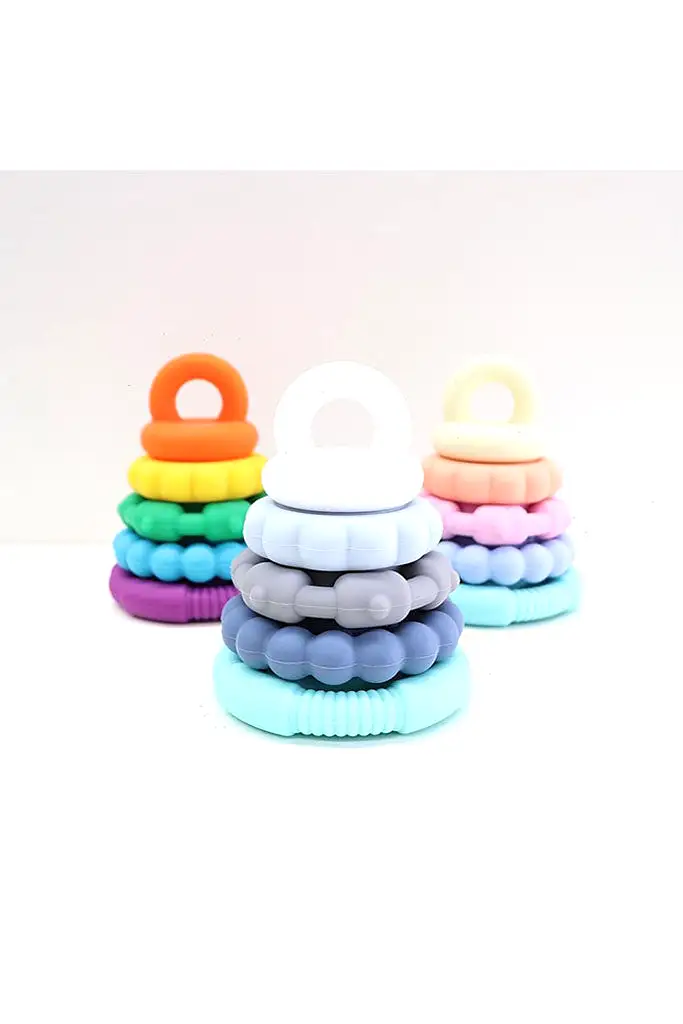 Pastel Rainbow Stacker and Teether Toy