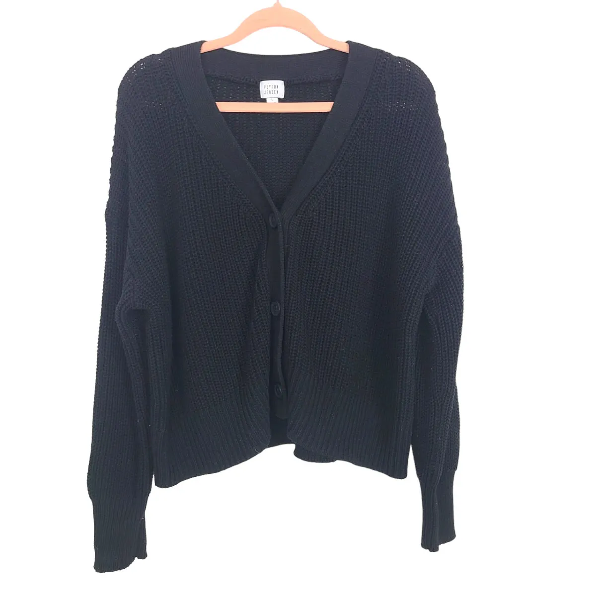 Peyton Jensen Black Sweater Cardigan- Size L