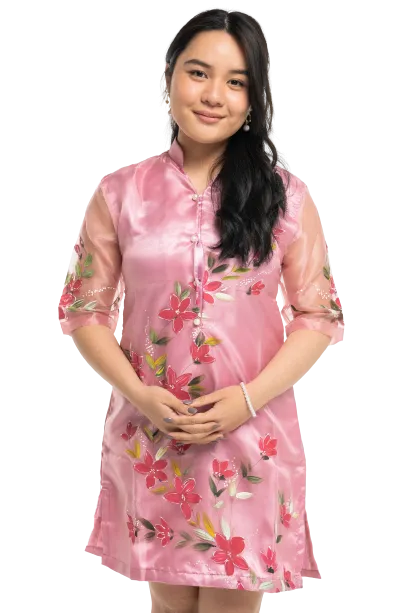 Pink Organza Classic Barong Dress - Diana - JV24