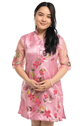 Pink Organza Classic Barong Dress - Diana - JV24