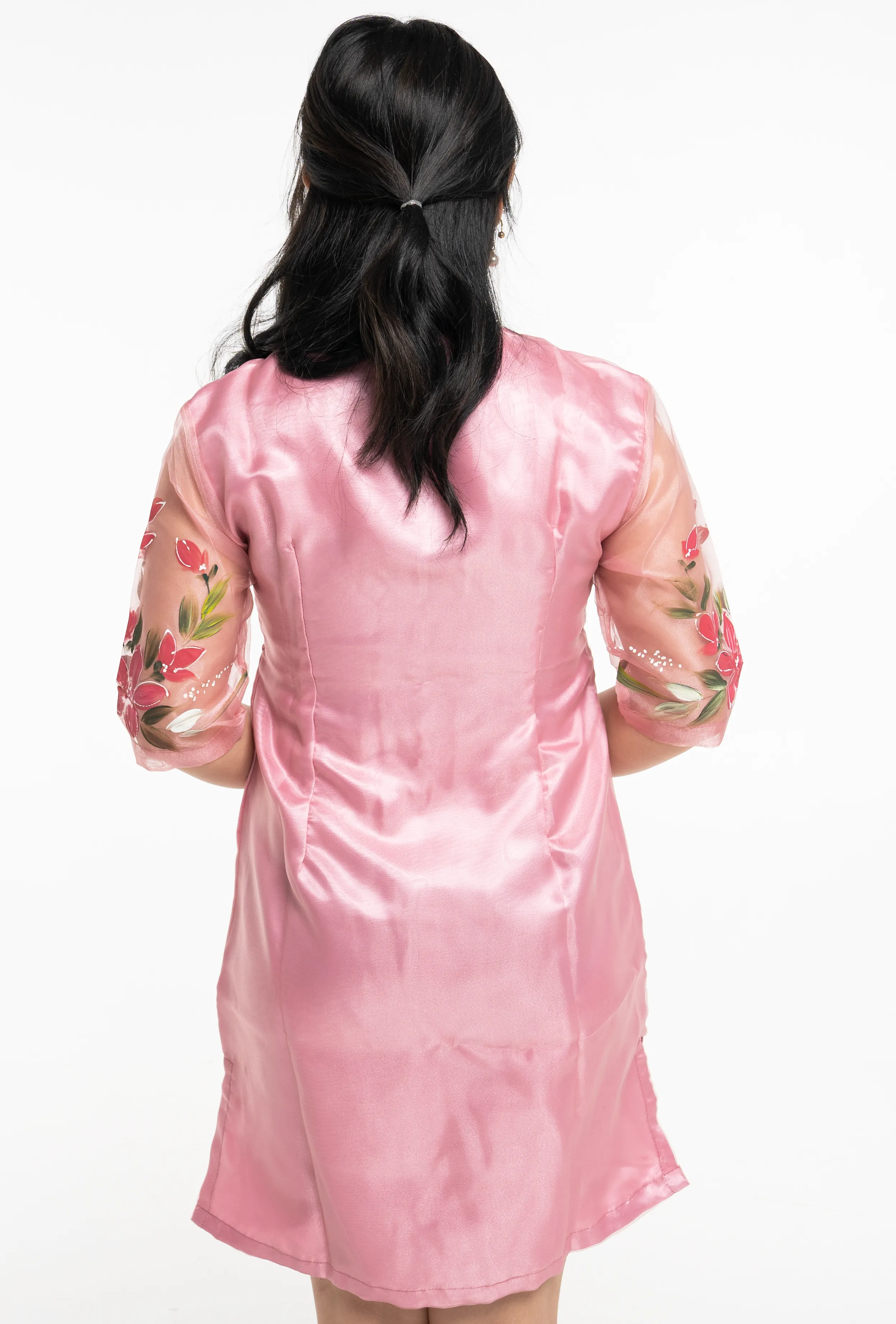 Pink Organza Classic Barong Dress - Diana - JV24