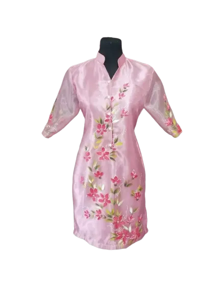 Pink Organza Classic Barong Dress - Diana - JV24