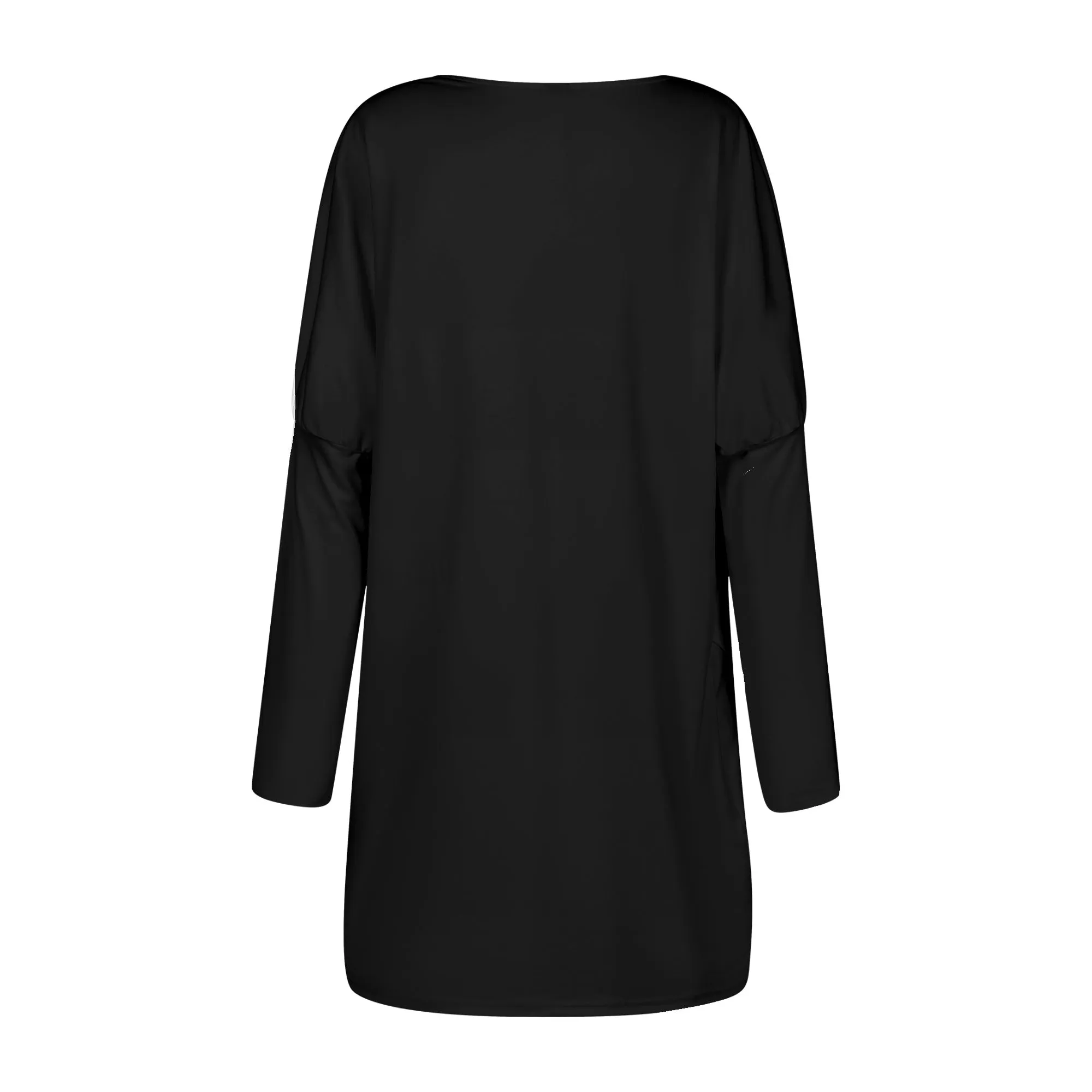 Plus Size BLUEPINKWHITE Hashtag Black Casual Long-Sleeved Wrap-Over Smock Dress