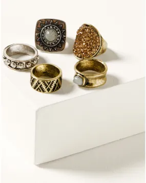 Product Name:  Shyanne Women's Sierra Winter Clustered Stone Ring Set - 5 Piece