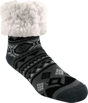 Pudus Cozy Winter Slipper Socks Women & Men w Non-Slip Grippers Faux Fur Sherpa