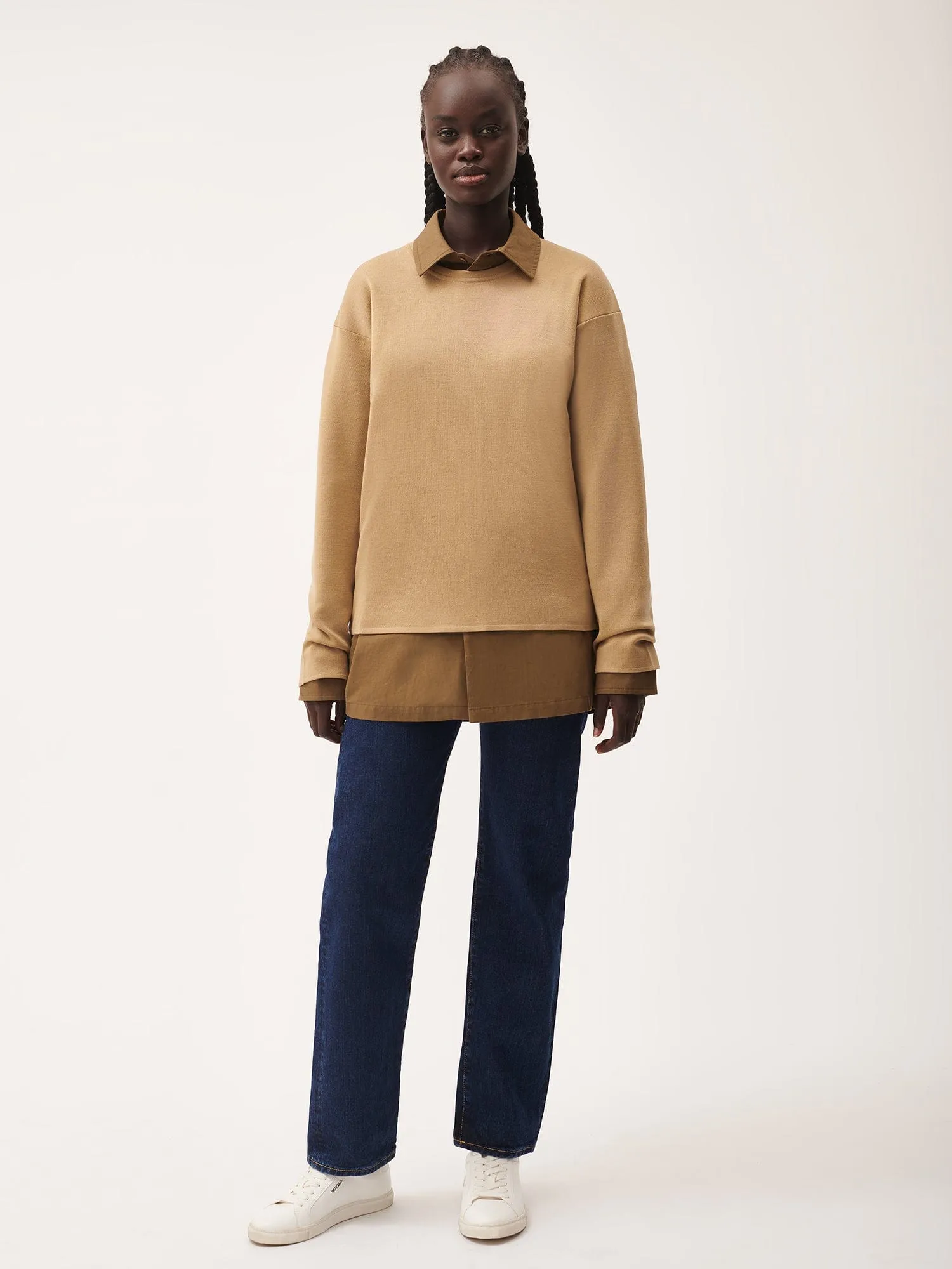 Regenerative Merino Wool Sweater—camel