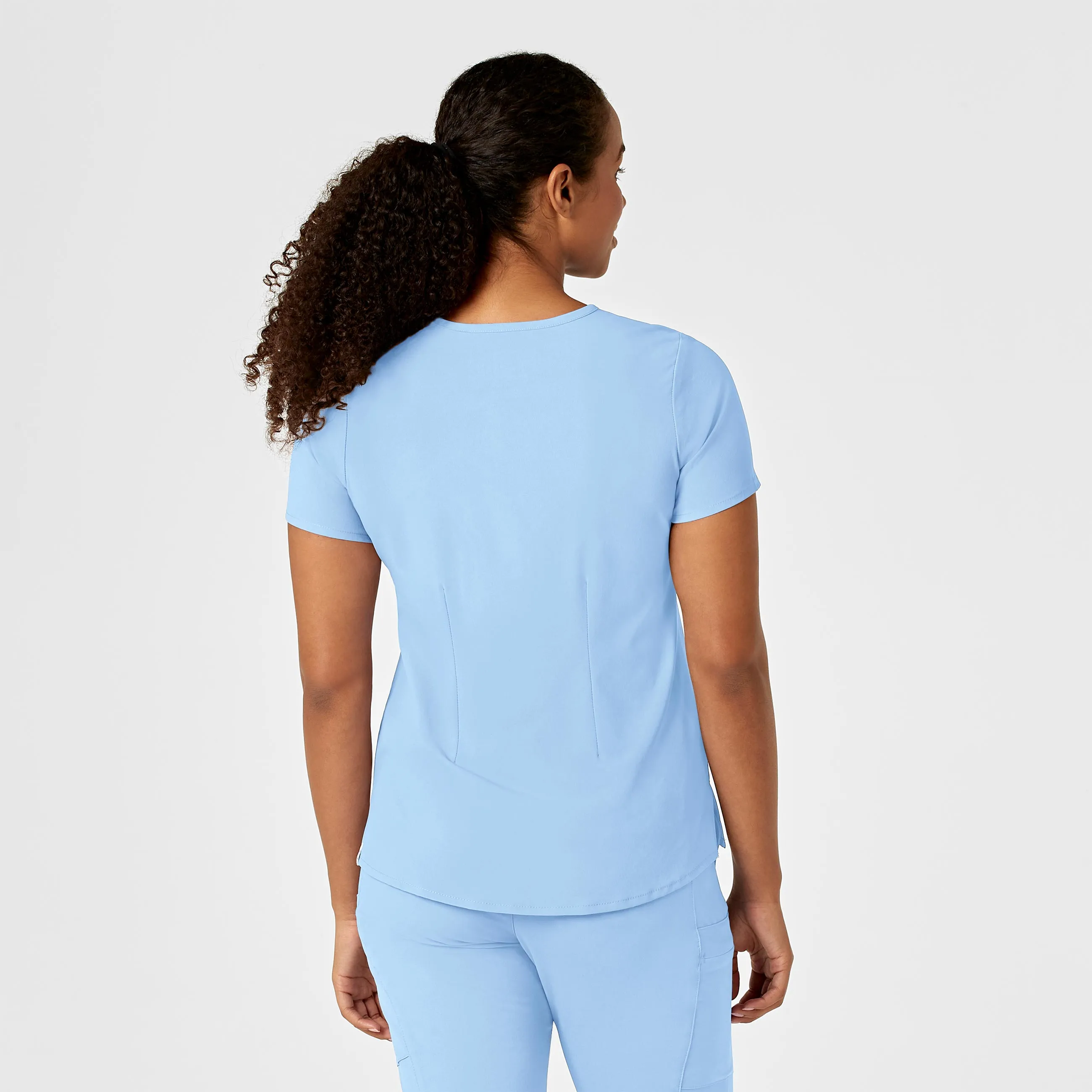 RENEW Women's Mandarin Collar Tuck-In Scrub Top - Powder Blue