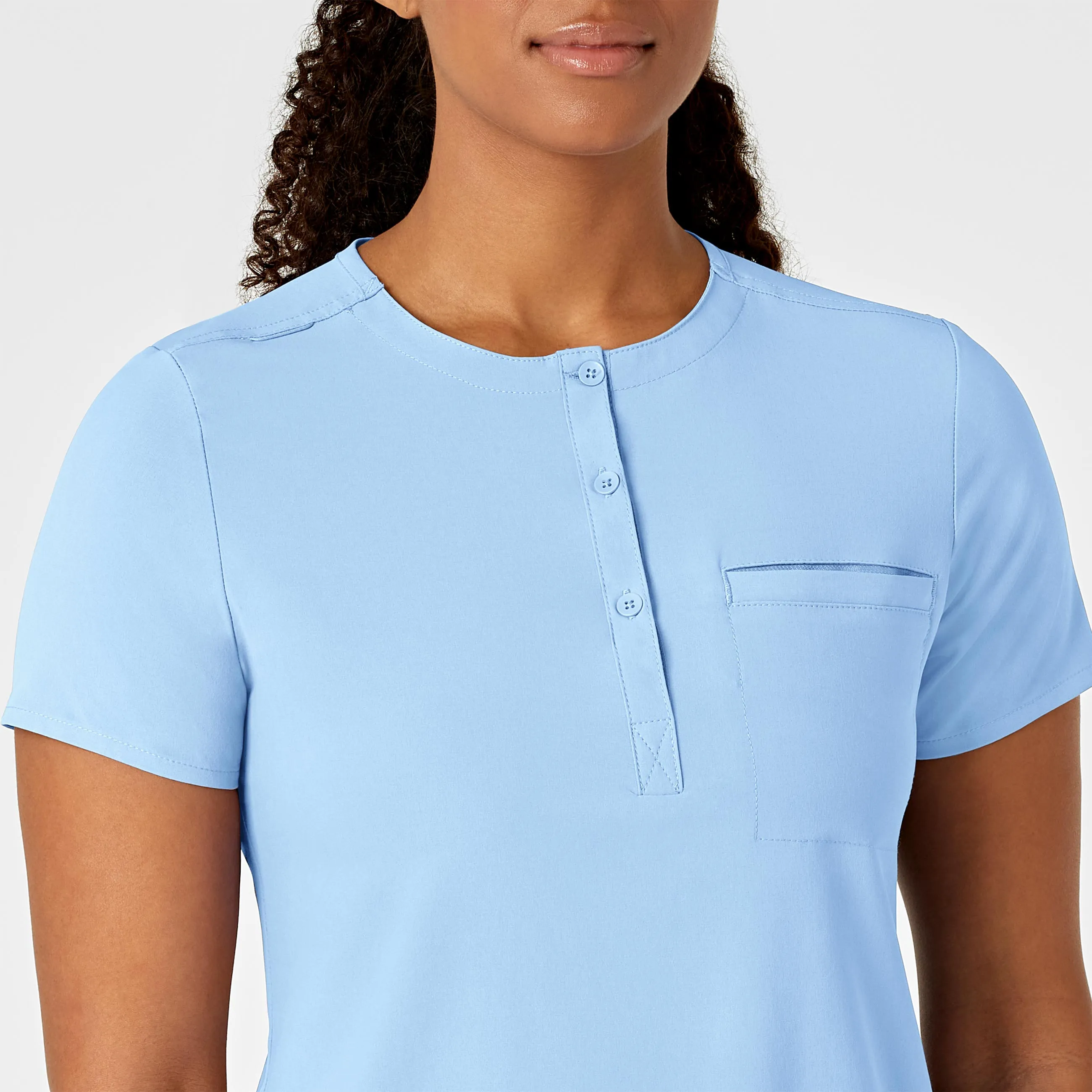 RENEW Women's Mandarin Collar Tuck-In Scrub Top - Powder Blue