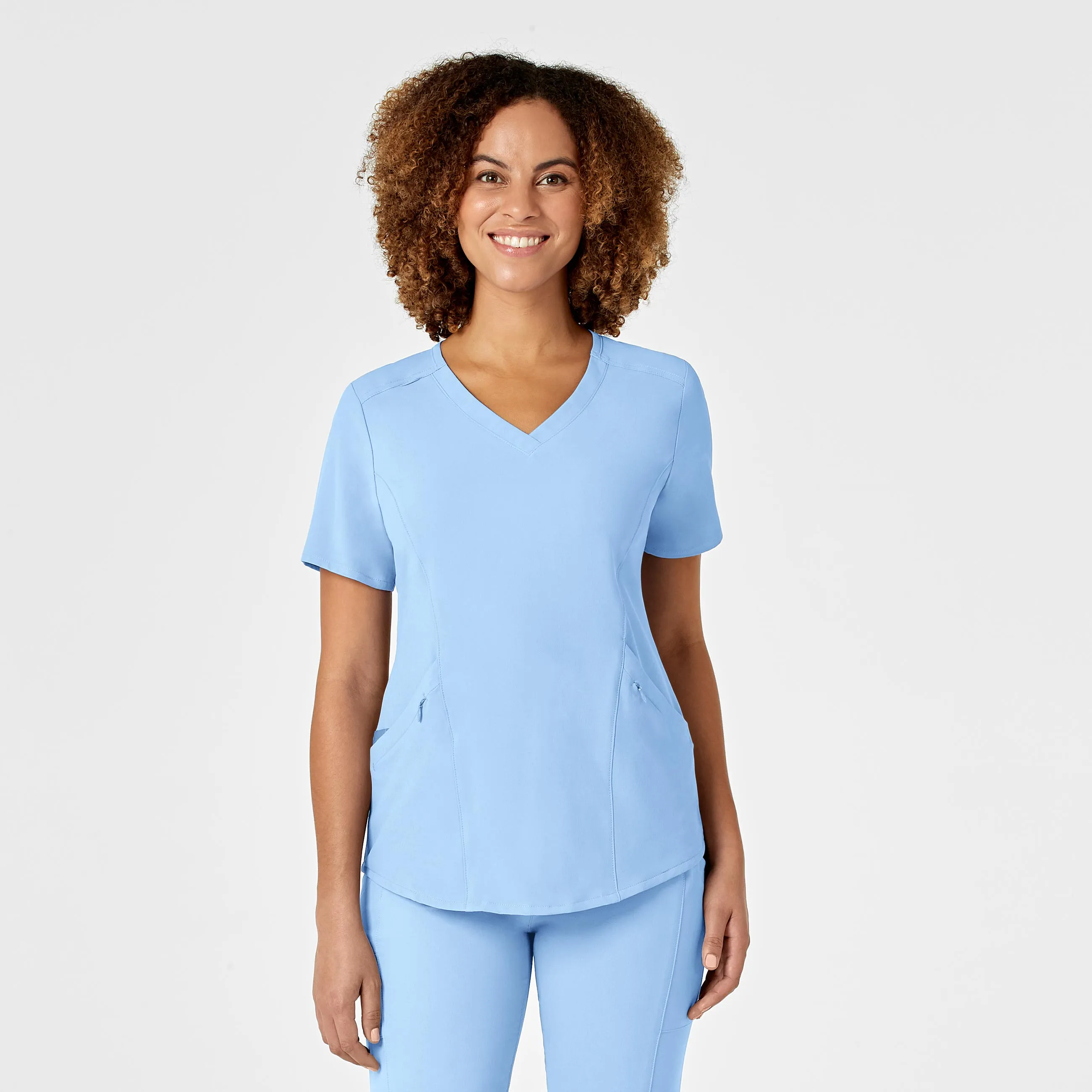 RENEW Women's V-Neck Scrub Top - Powder Blue