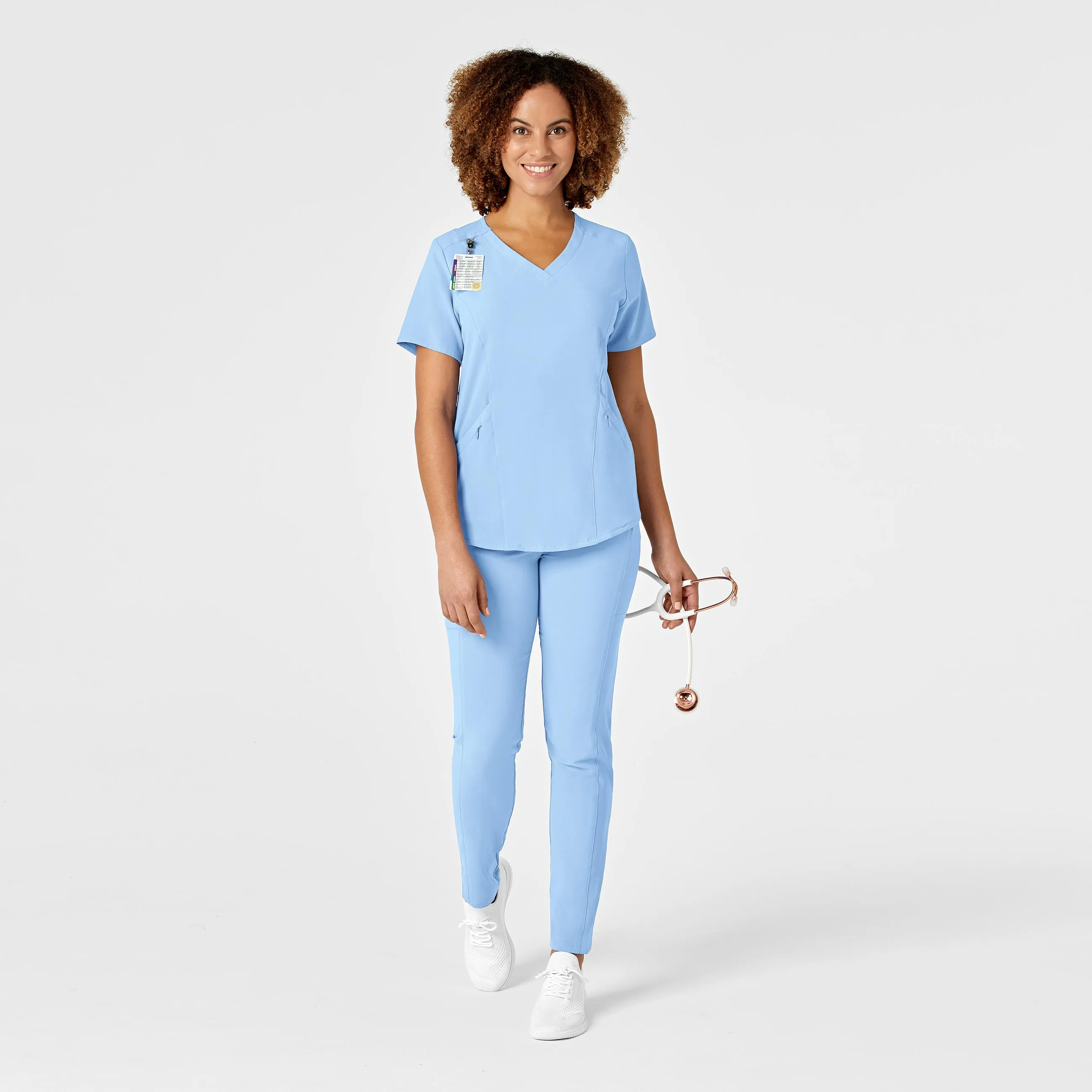 RENEW Women's V-Neck Scrub Top - Powder Blue