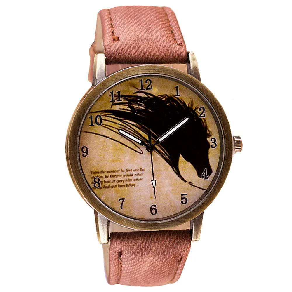 Retro Watch Clock Wolf WristWatch Women Leather Band Analog Quartz Watch Casual Business Dress Watch Boys Girls' Gift