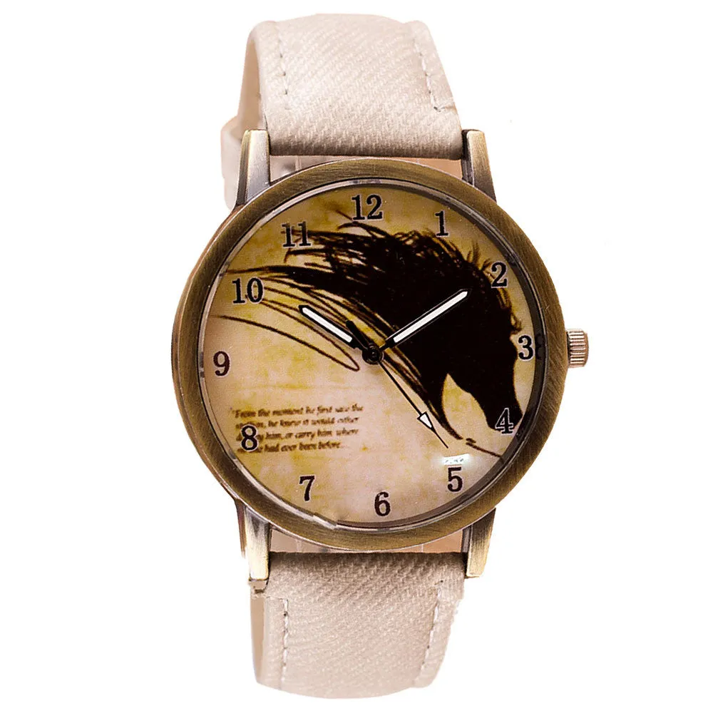 Retro Watch Clock Wolf WristWatch Women Leather Band Analog Quartz Watch Casual Business Dress Watch Boys Girls' Gift