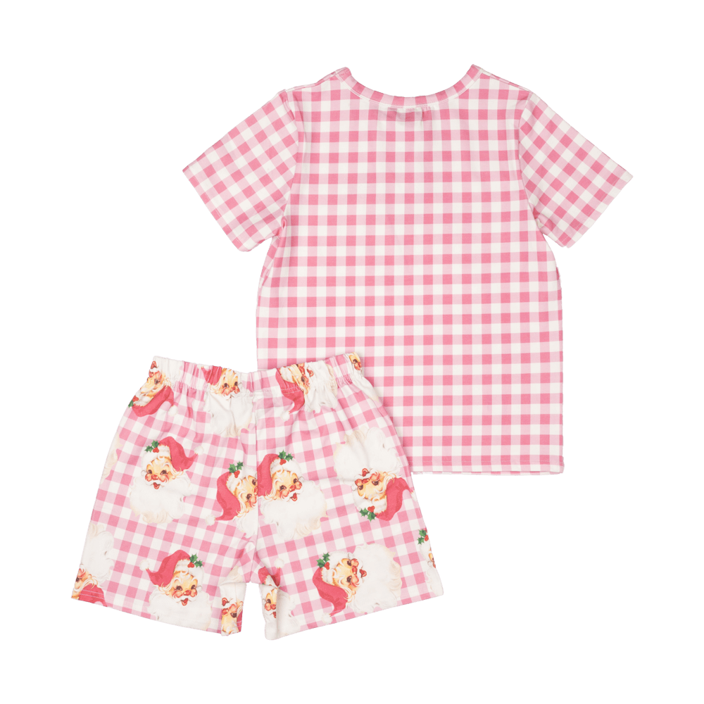 Rock Your Baby Pink Plaid Santa PJ Set