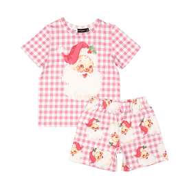 Rock Your Baby Pink Plaid Santa PJ Set