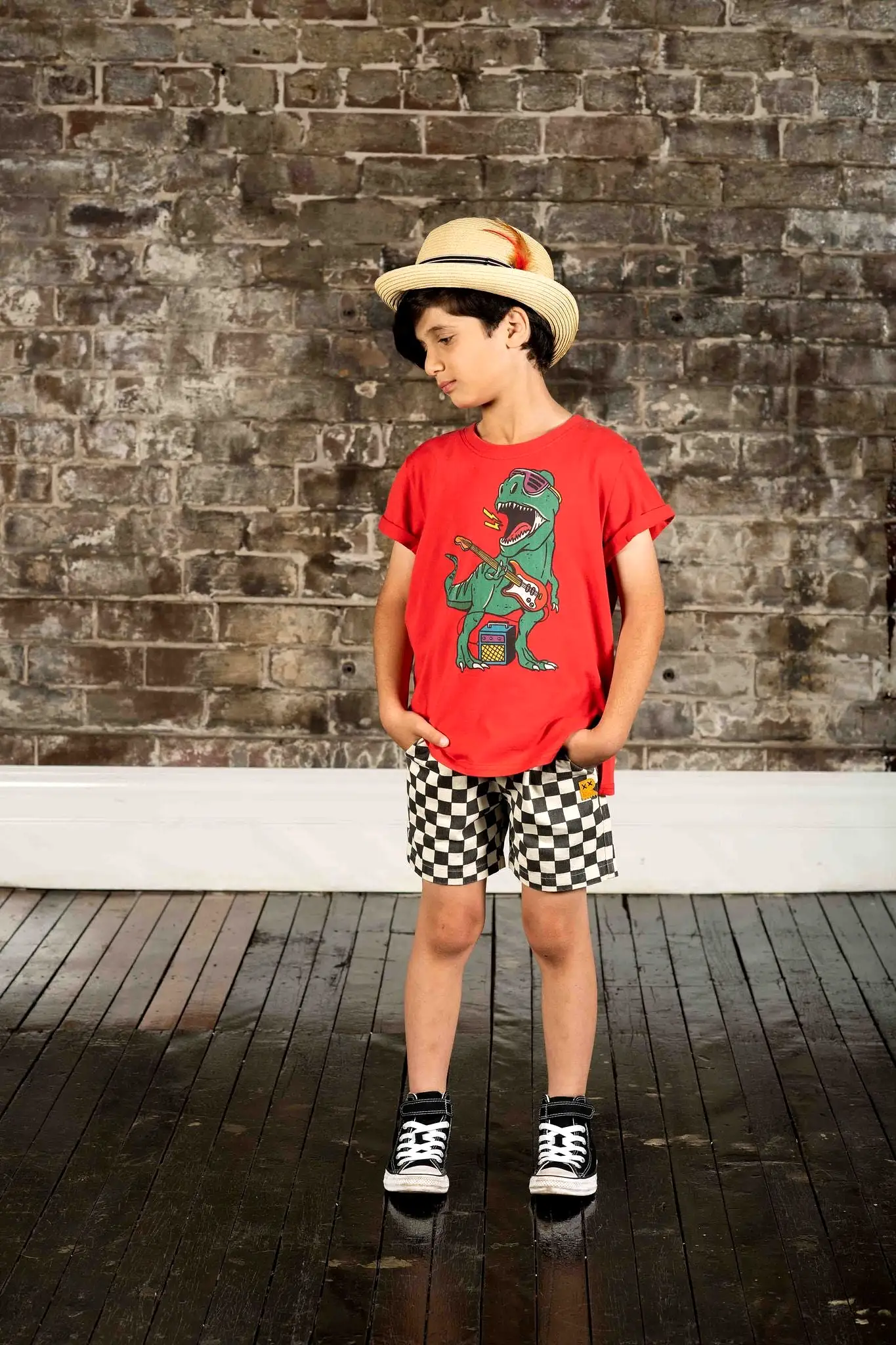 Rock Your Baby Rock Out Dino SS T-Shirt Boxy Fit