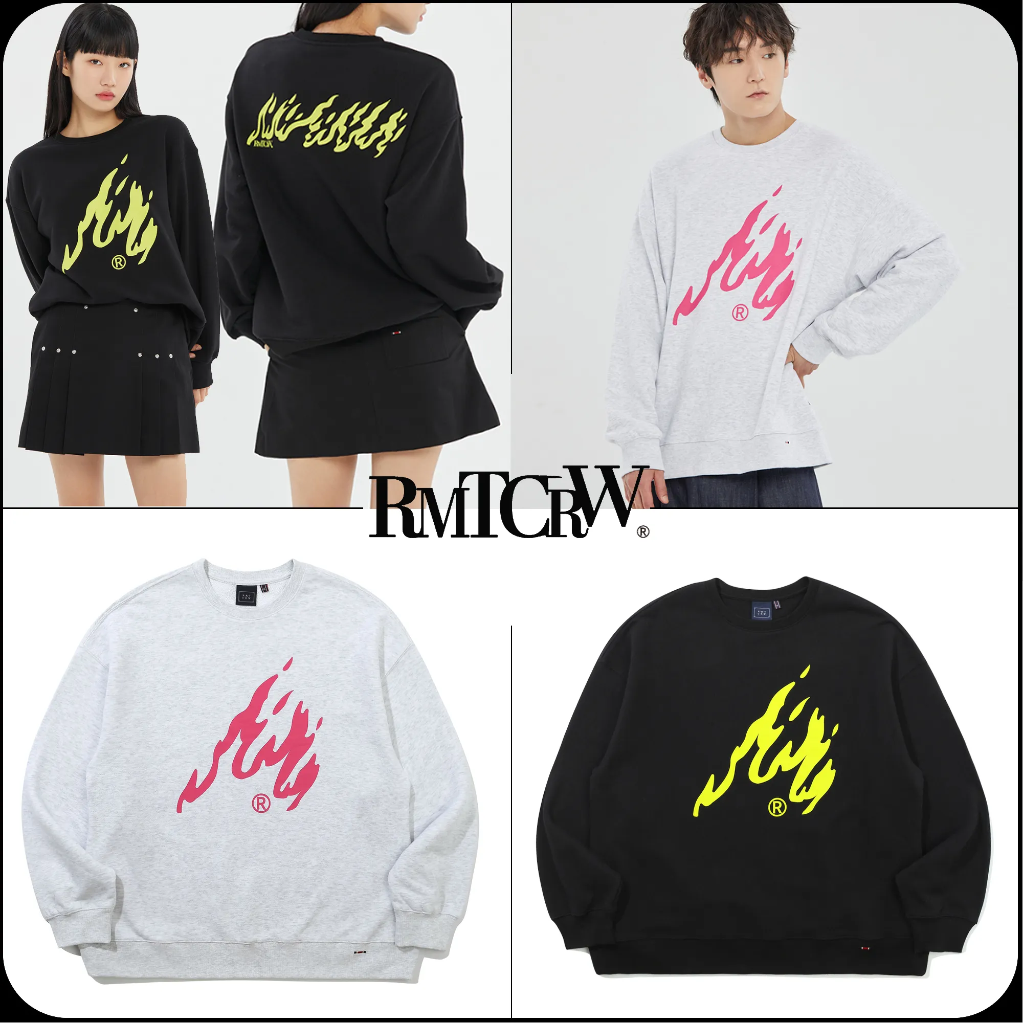 ROMANTIC CROWN  |[ROMANTIC CROWN]★BLAZE LOGO CREWNECK