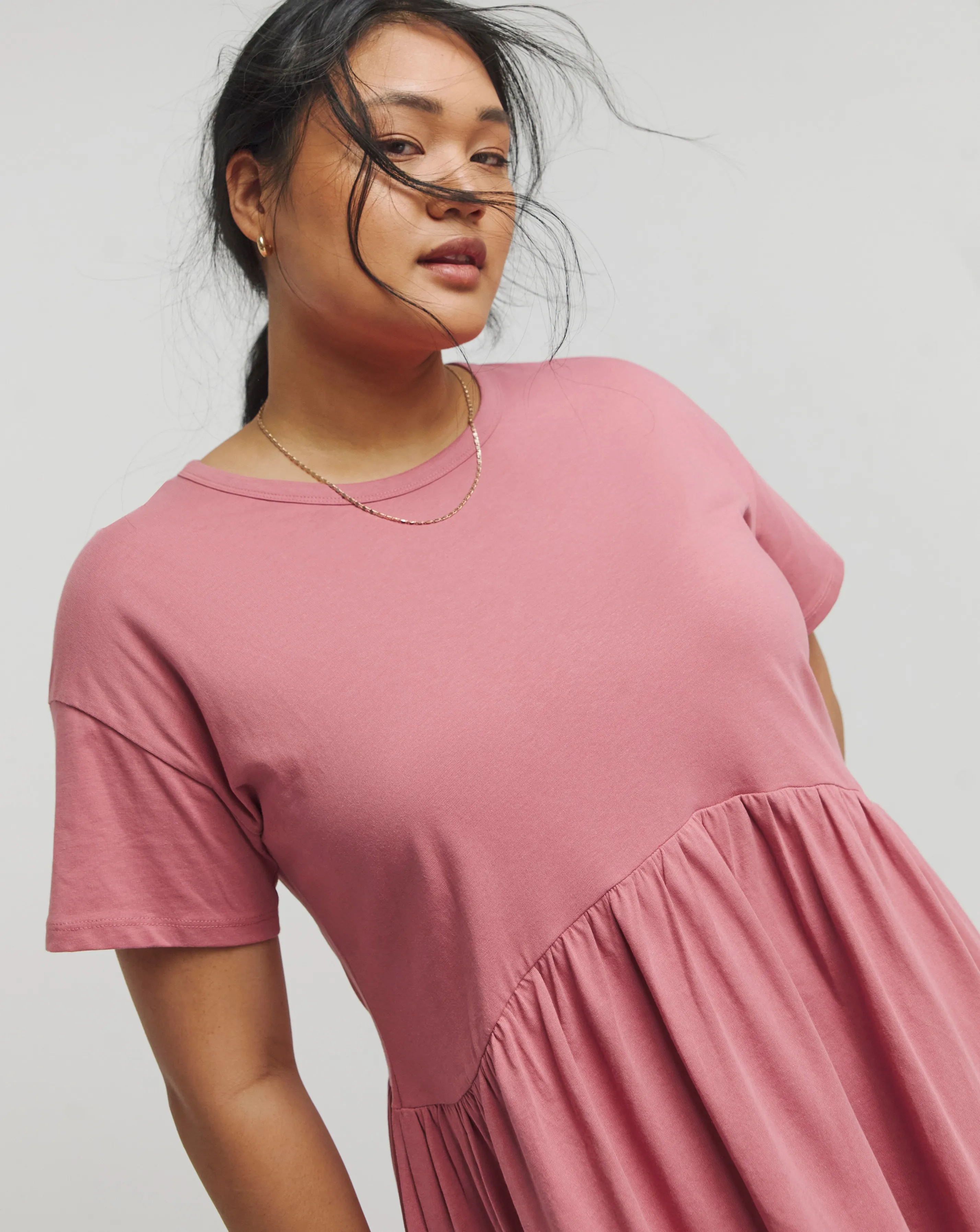 Rose Cotton Jersey Drop Waist Smock Dress | Simply Be