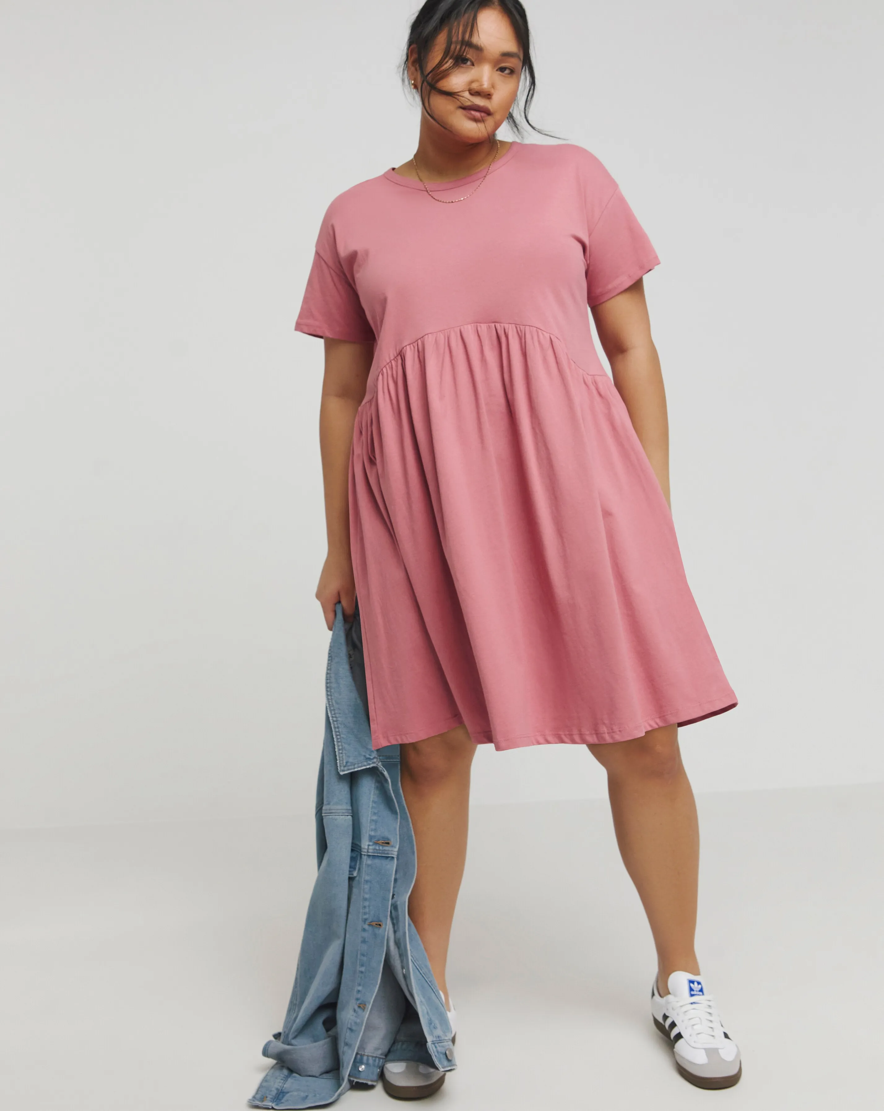 Rose Cotton Jersey Drop Waist Smock Dress | Simply Be