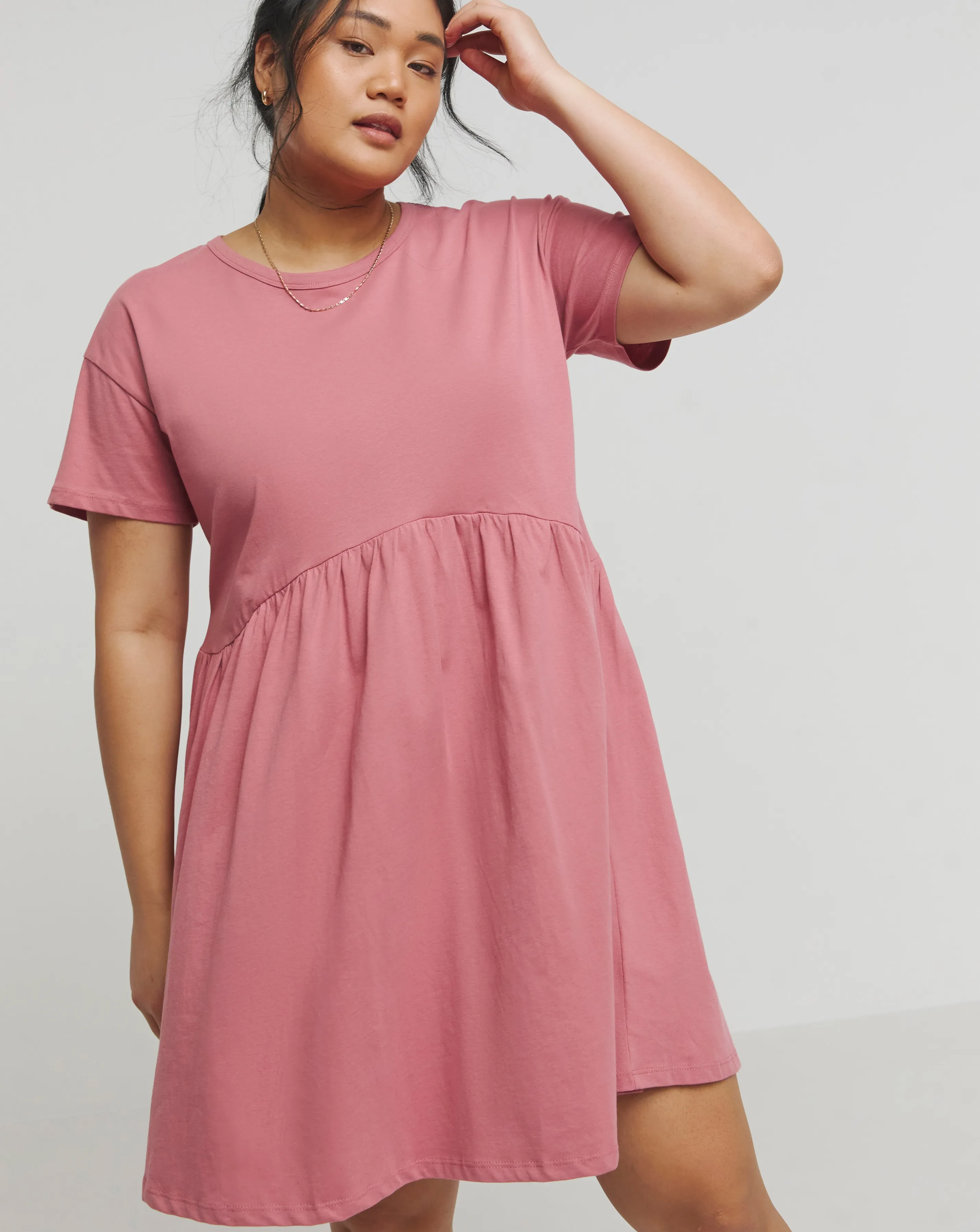 Rose Cotton Jersey Drop Waist Smock Dress | Simply Be