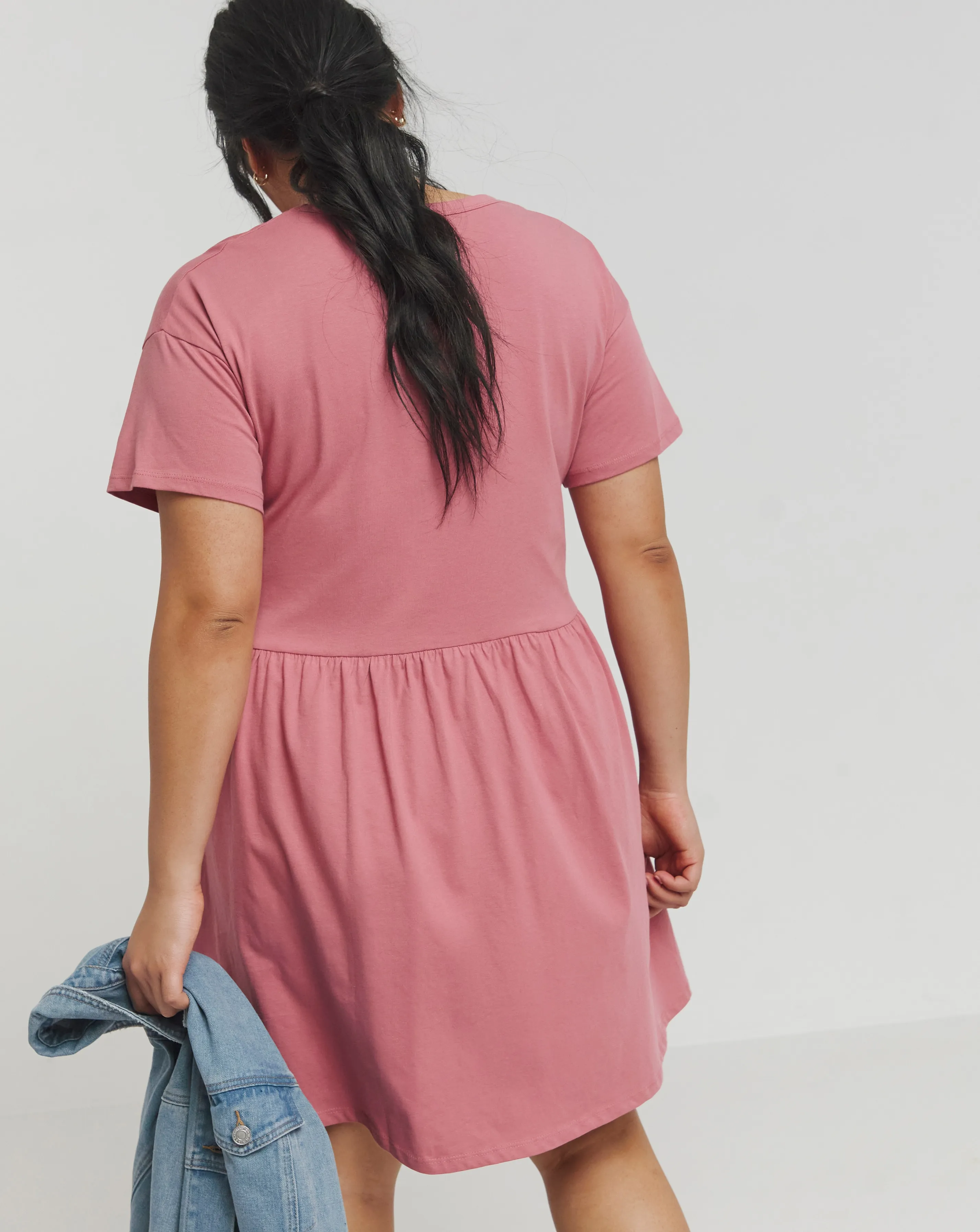 Rose Cotton Jersey Drop Waist Smock Dress | Simply Be