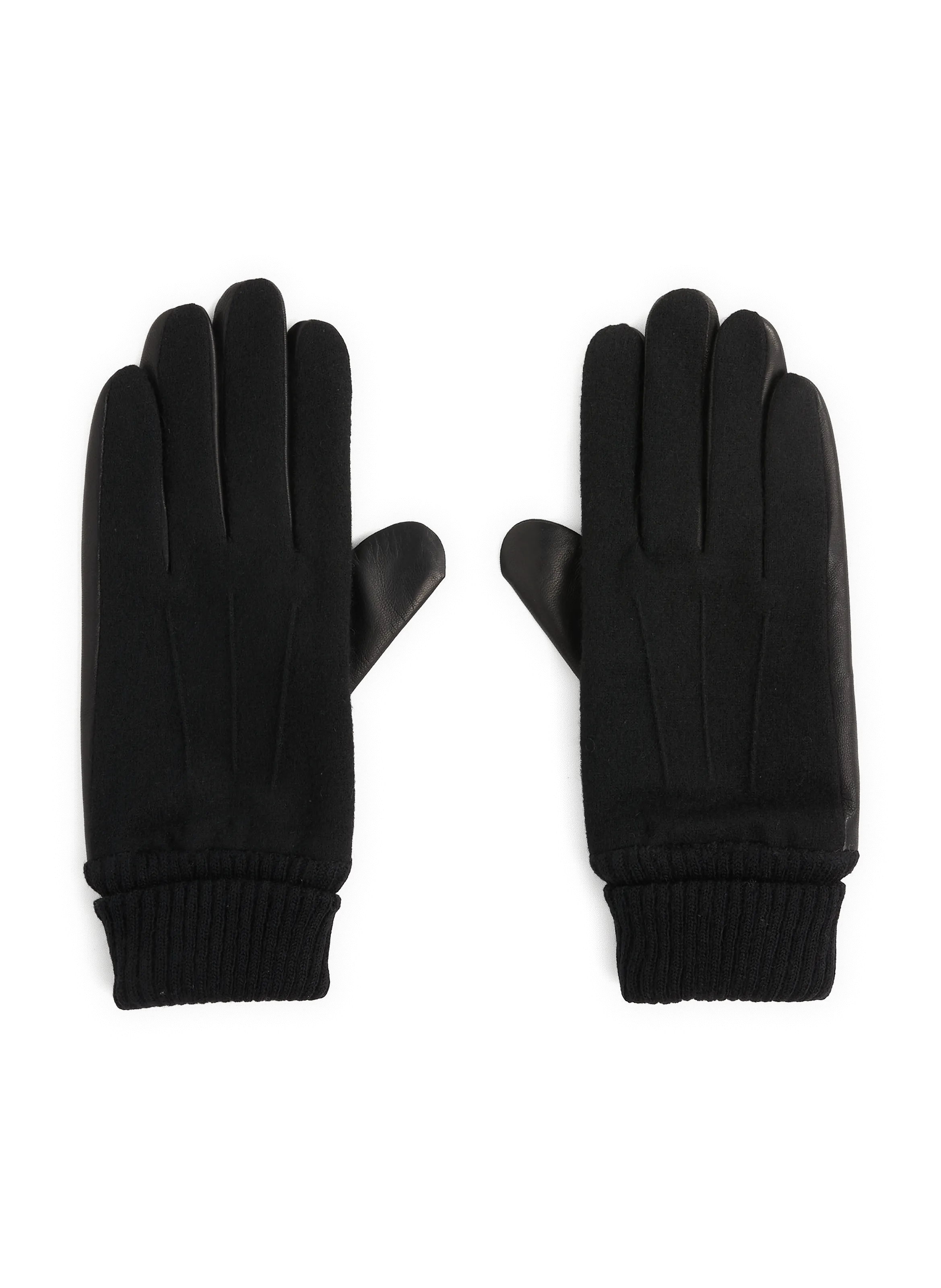 Saison 1865  Bi-material cotton gloves  - Black