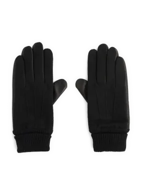 Saison 1865  Bi-material cotton gloves  - Black