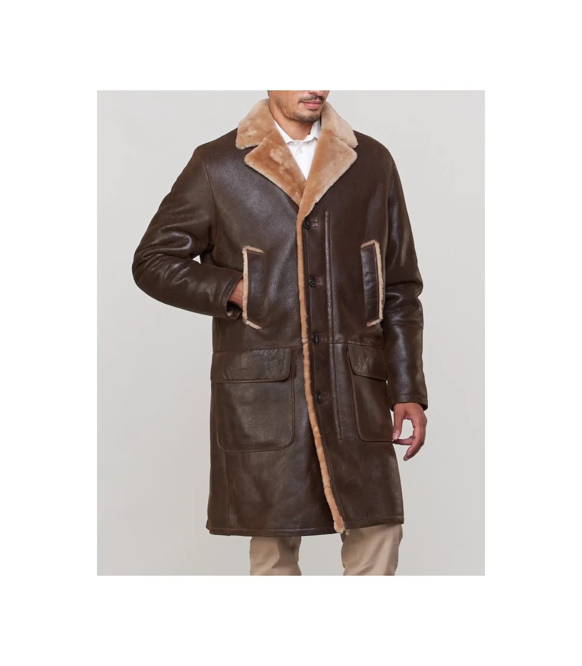 Shearling Sheepskin Car Coat: FurSource.com