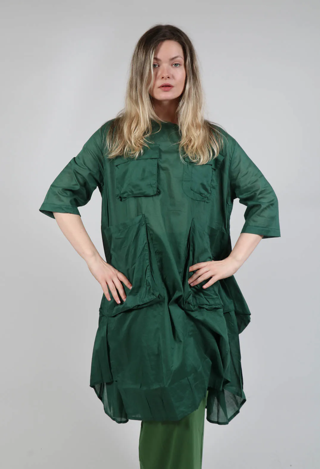 Sheer Smock Dress in Green