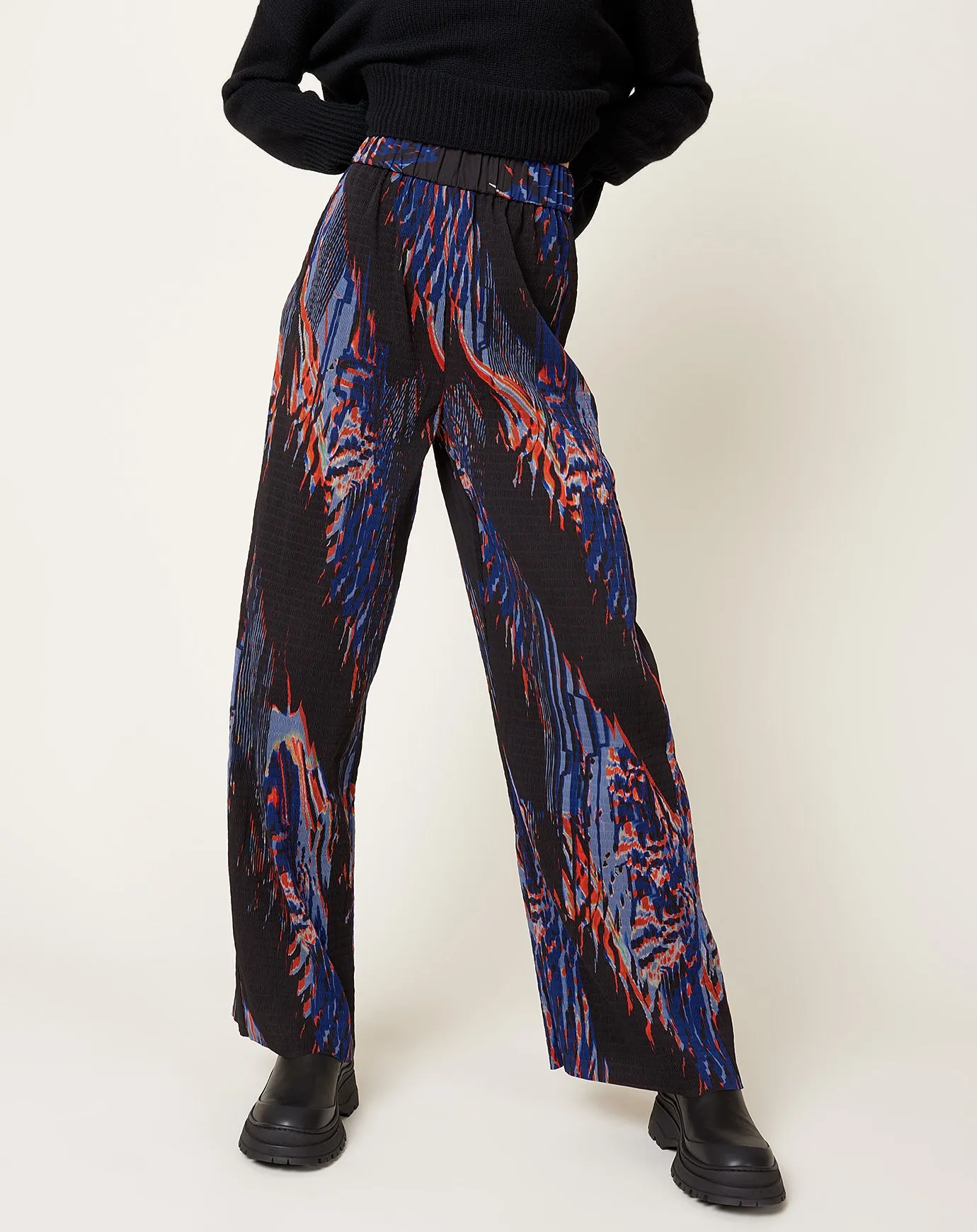 Silhouette Plisse Pant in Blue Shadow Wing