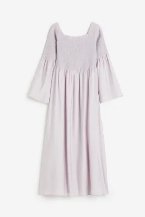 Smock-topped dress - Long sleeve - Long - Lilac - Ladies | H&M GB