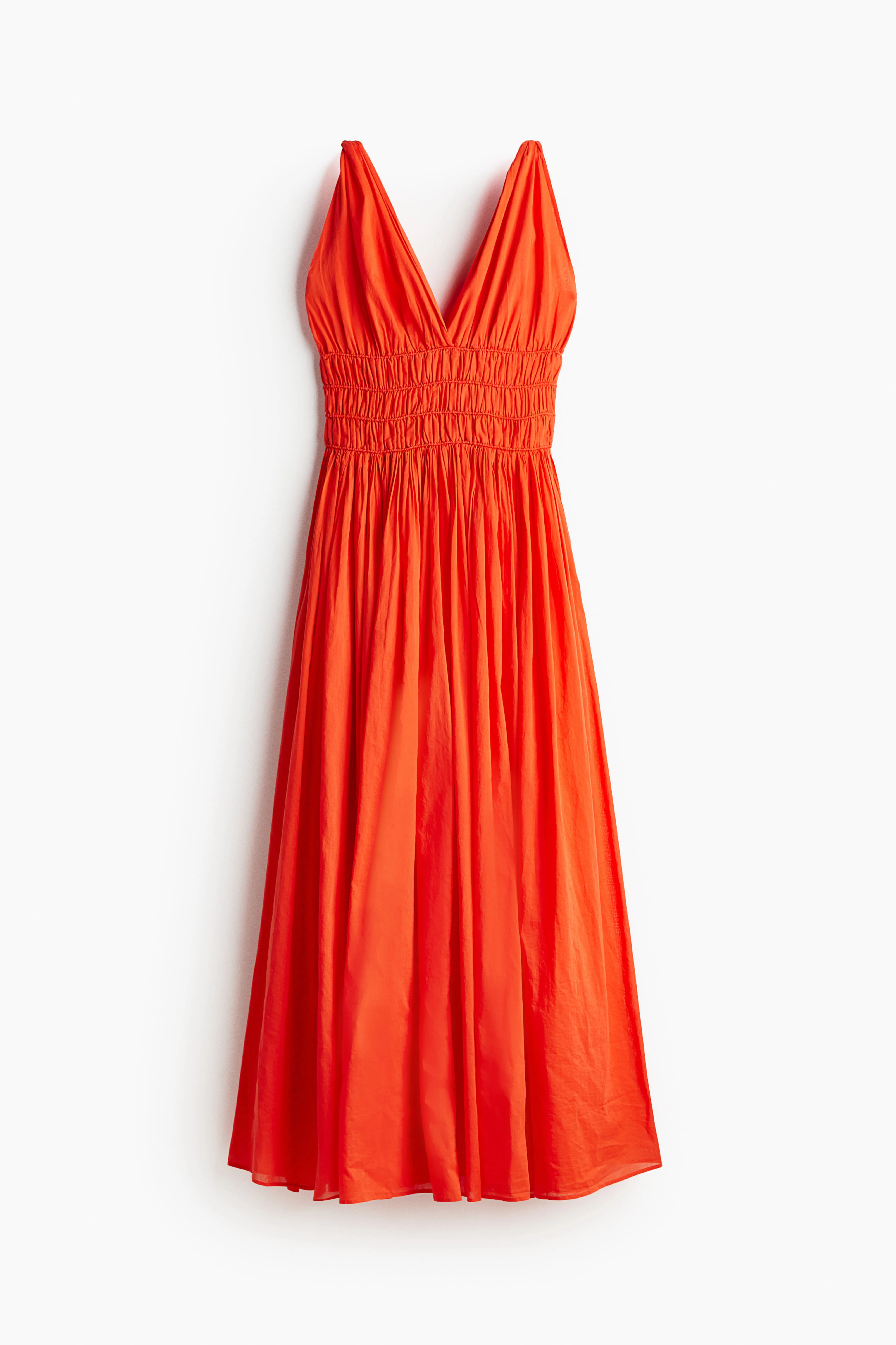 Smock-waisted dress - V-neck - Sleeveless - Bright red - Ladies | H&M GB