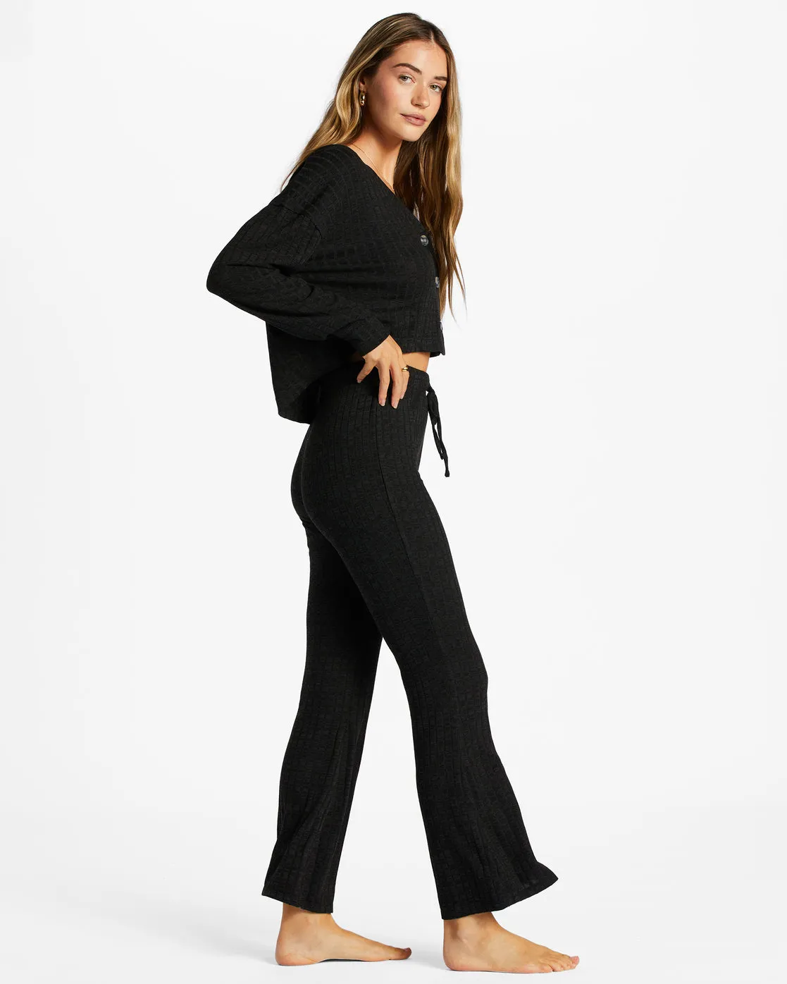 So Easy Flare Knitted Flared Trousers - Black Sands