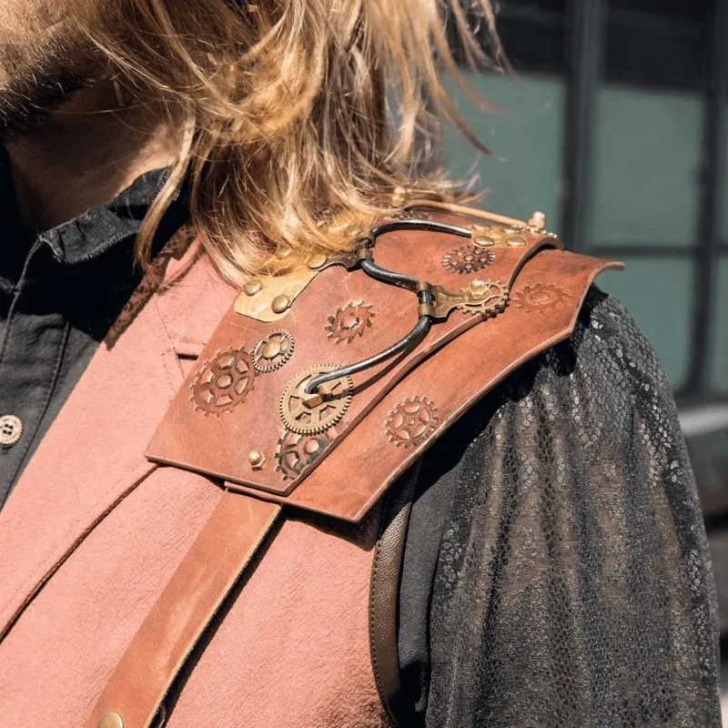 Steampunk Leather Accent Explorer Vest