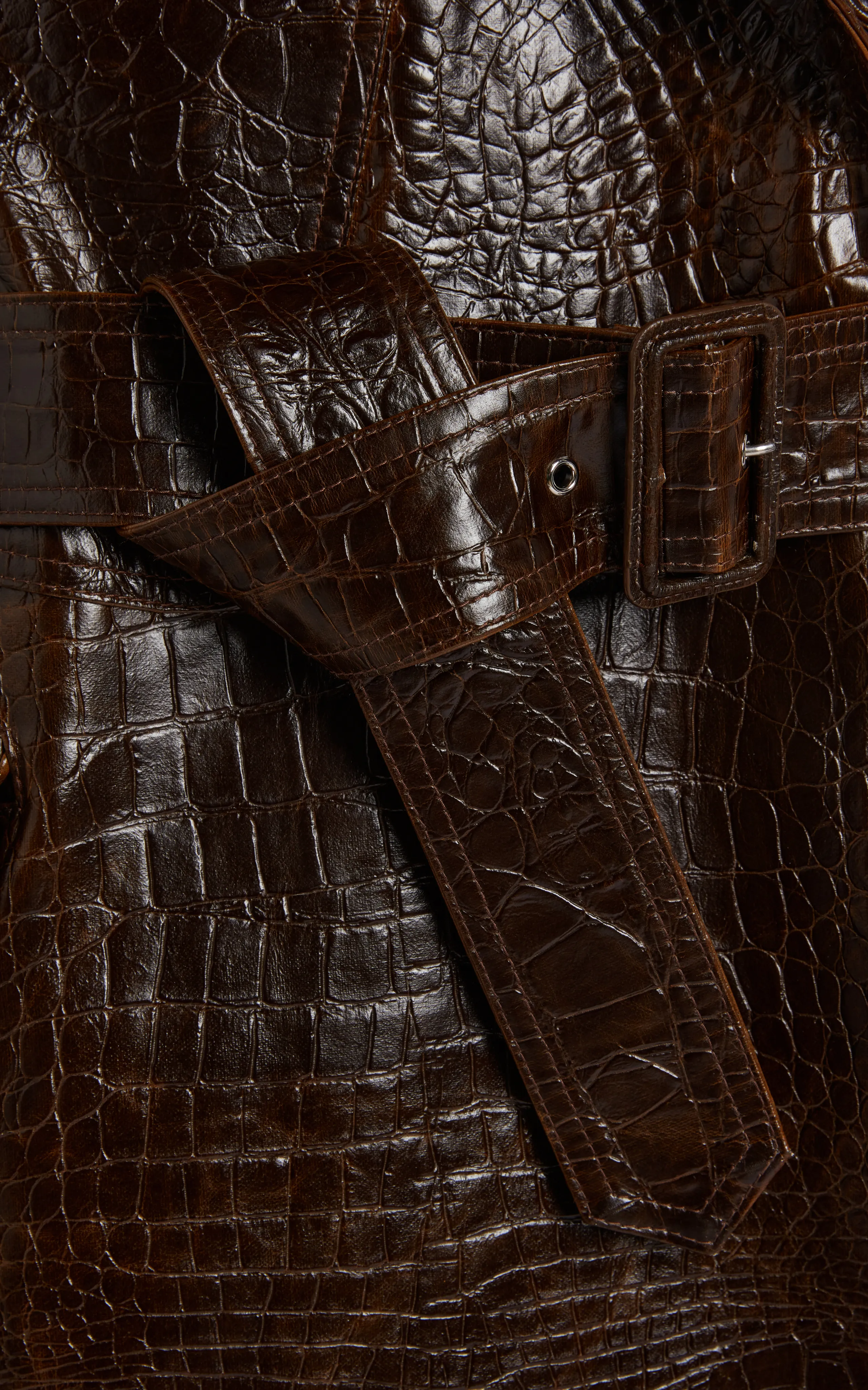 Stella McCartney Croc-Embossed Altermat Trench Coat