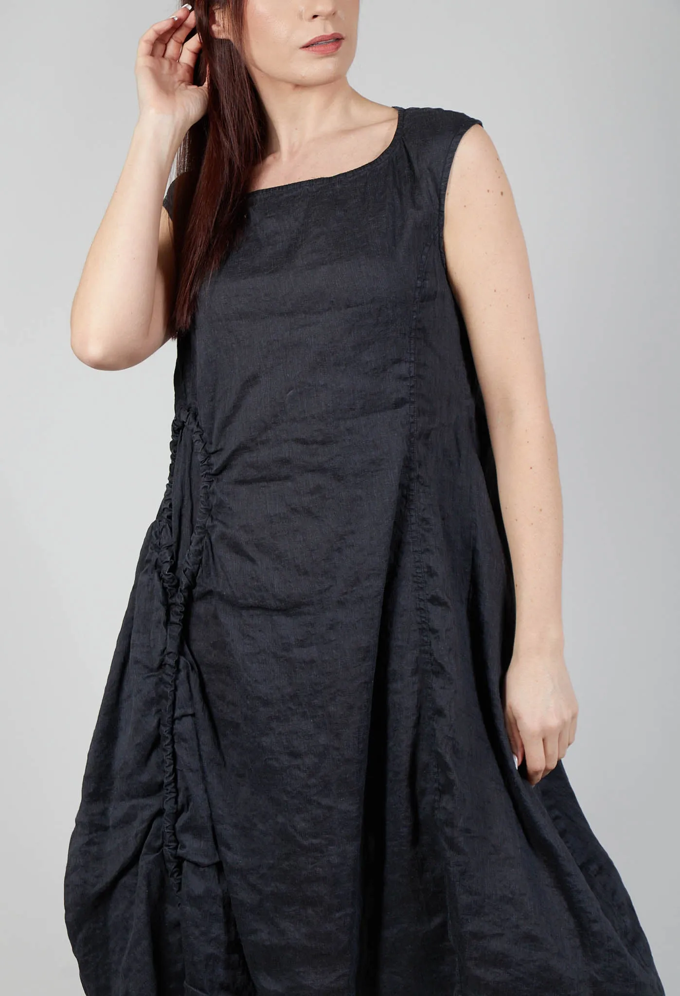 Stitch Smock Dress in Blk Melange