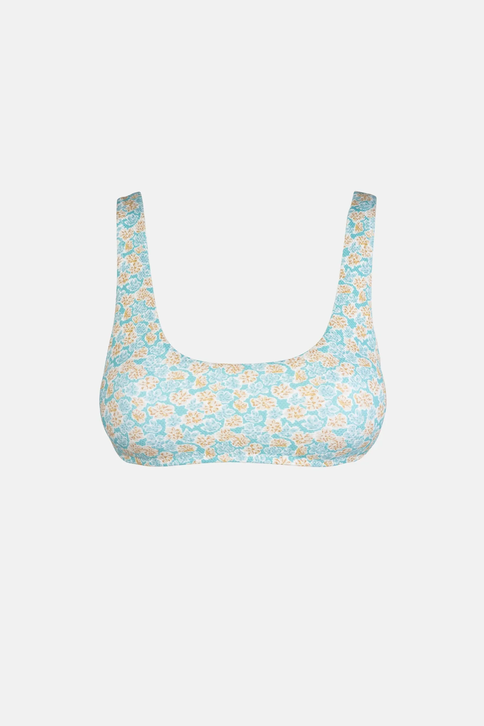 Sunburst Floral Twist Front Top Blue