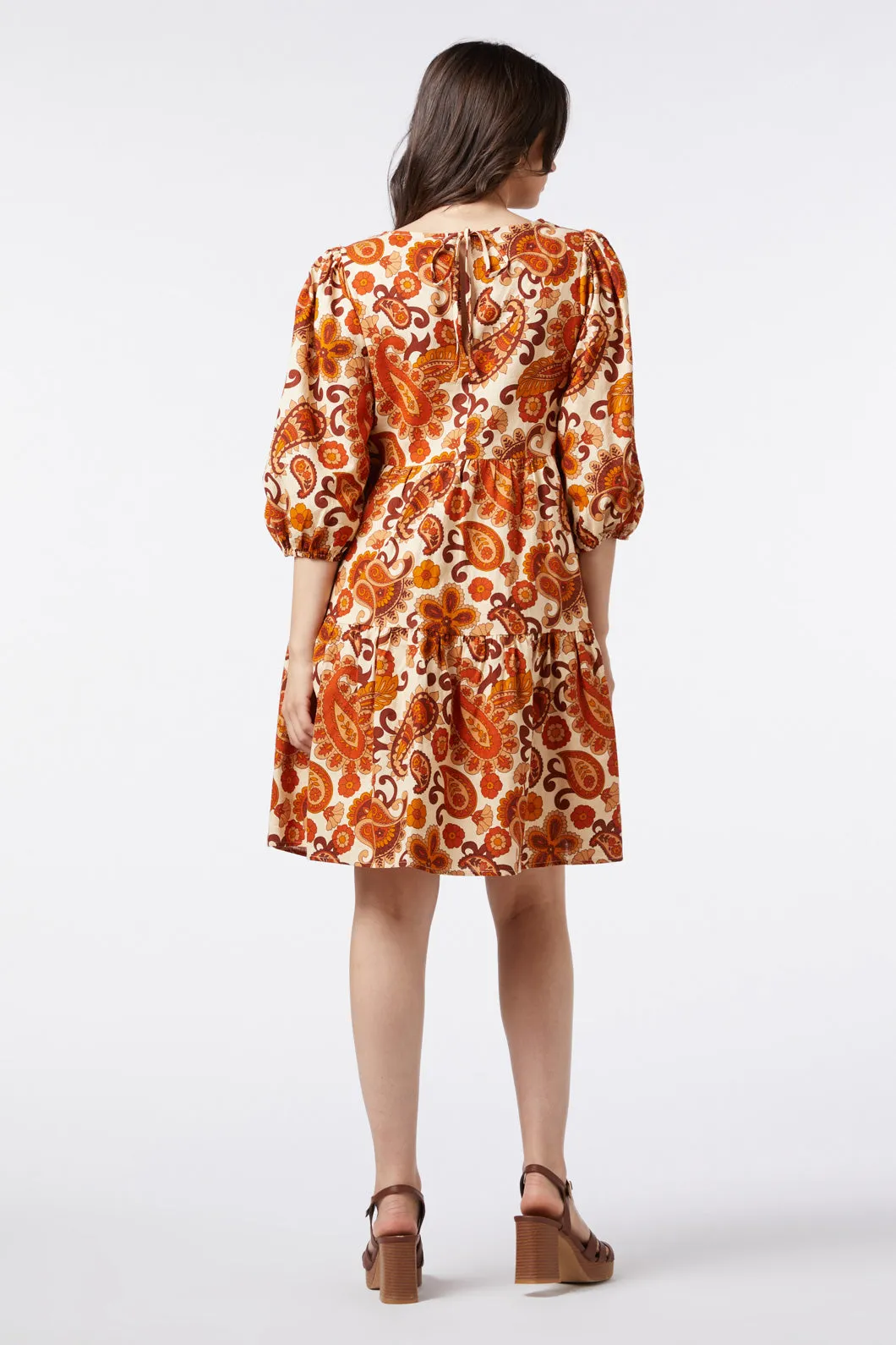 Sunset Paisley Smock Dress