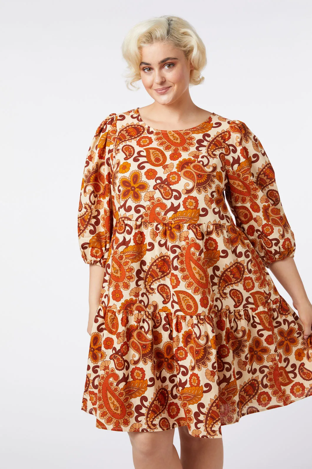 Sunset Paisley Smock Dress