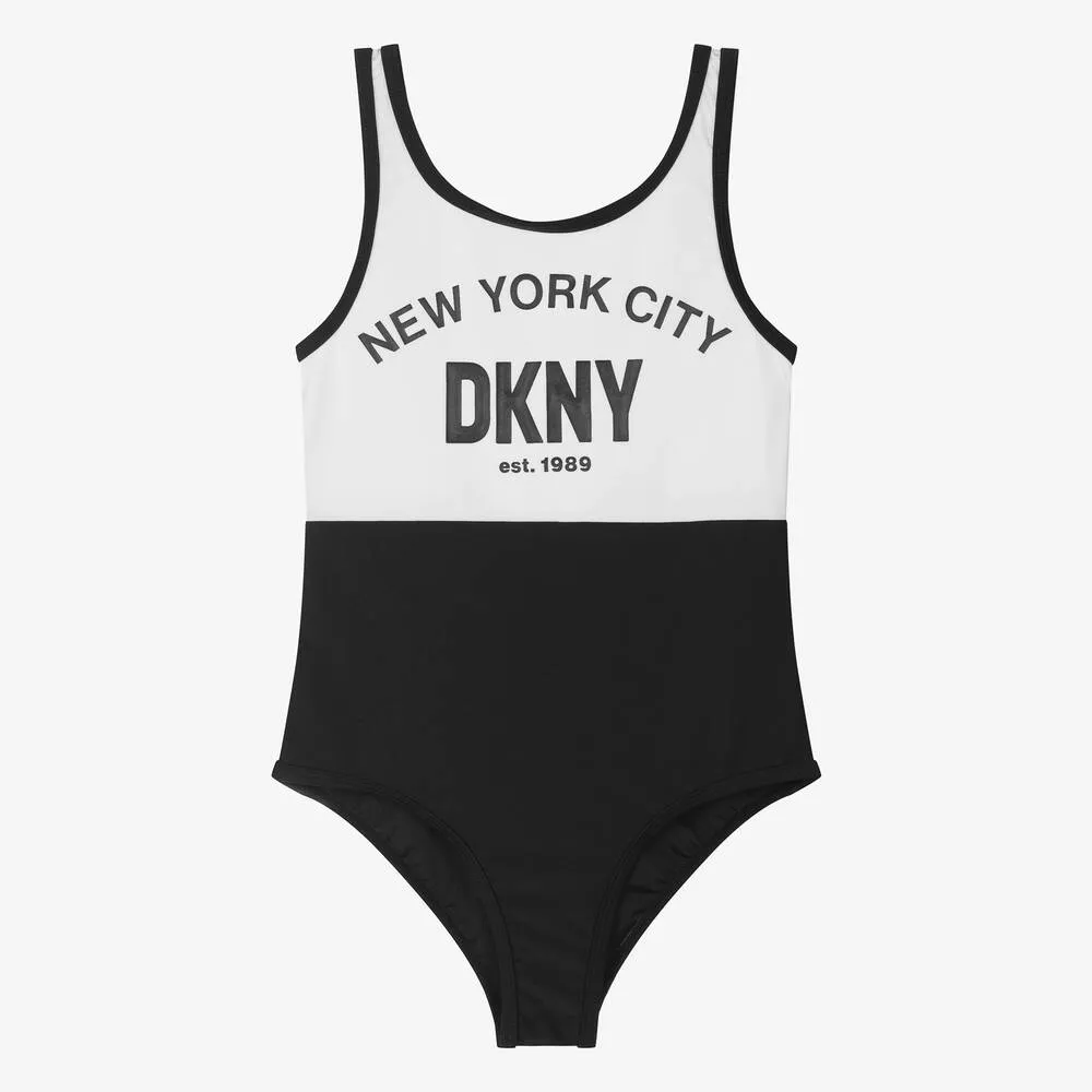 Teen Girls Black & White NYC Swimsuit