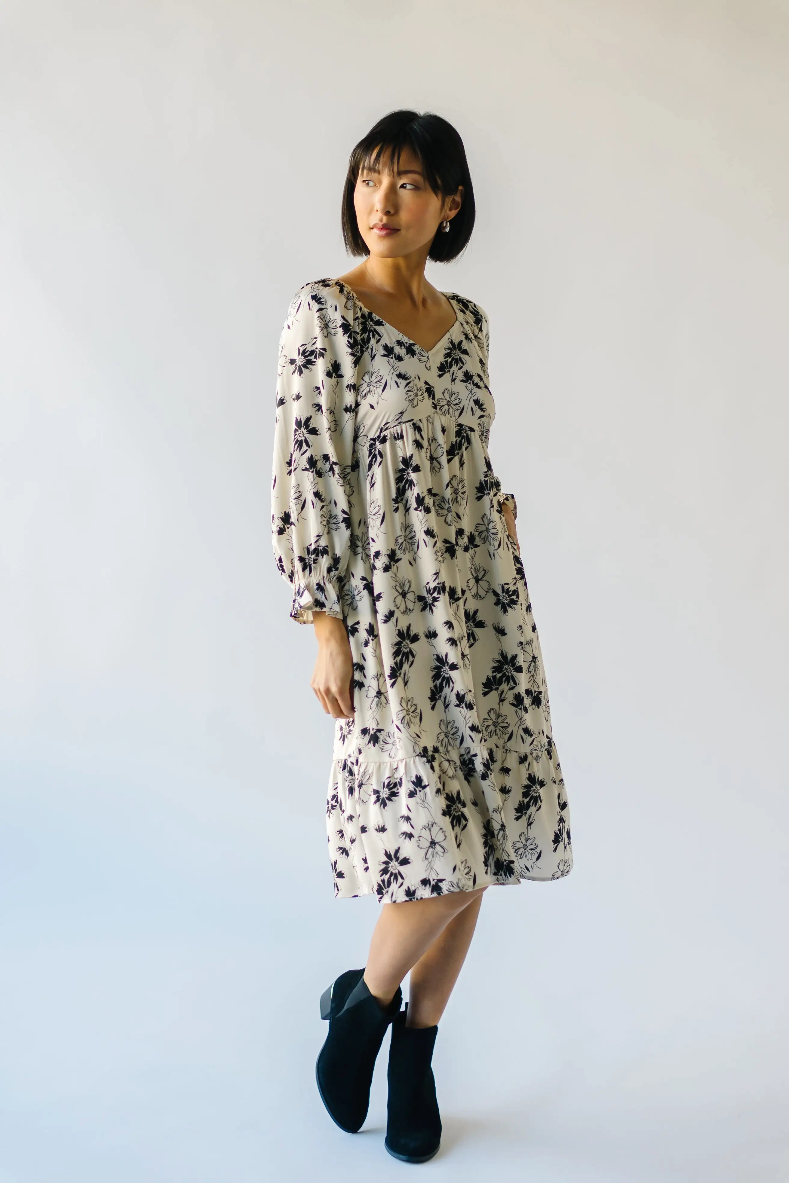 The Lawler Floral Detail Dress in Ivory