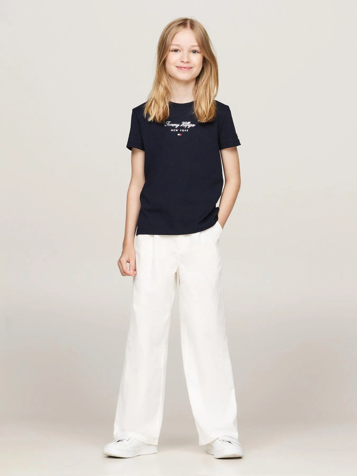 Tommy Hilfiger Girls Th Nyc Foil Short Sleeve T-shirt - Navy