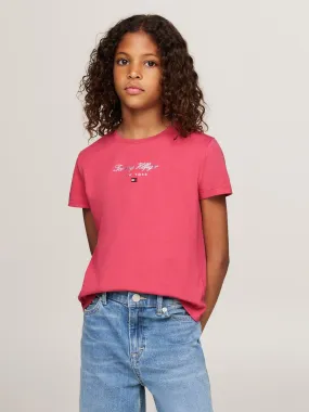 Tommy Hilfiger Girls Th Nyc Foil Short Sleeve T-shirt - Pink