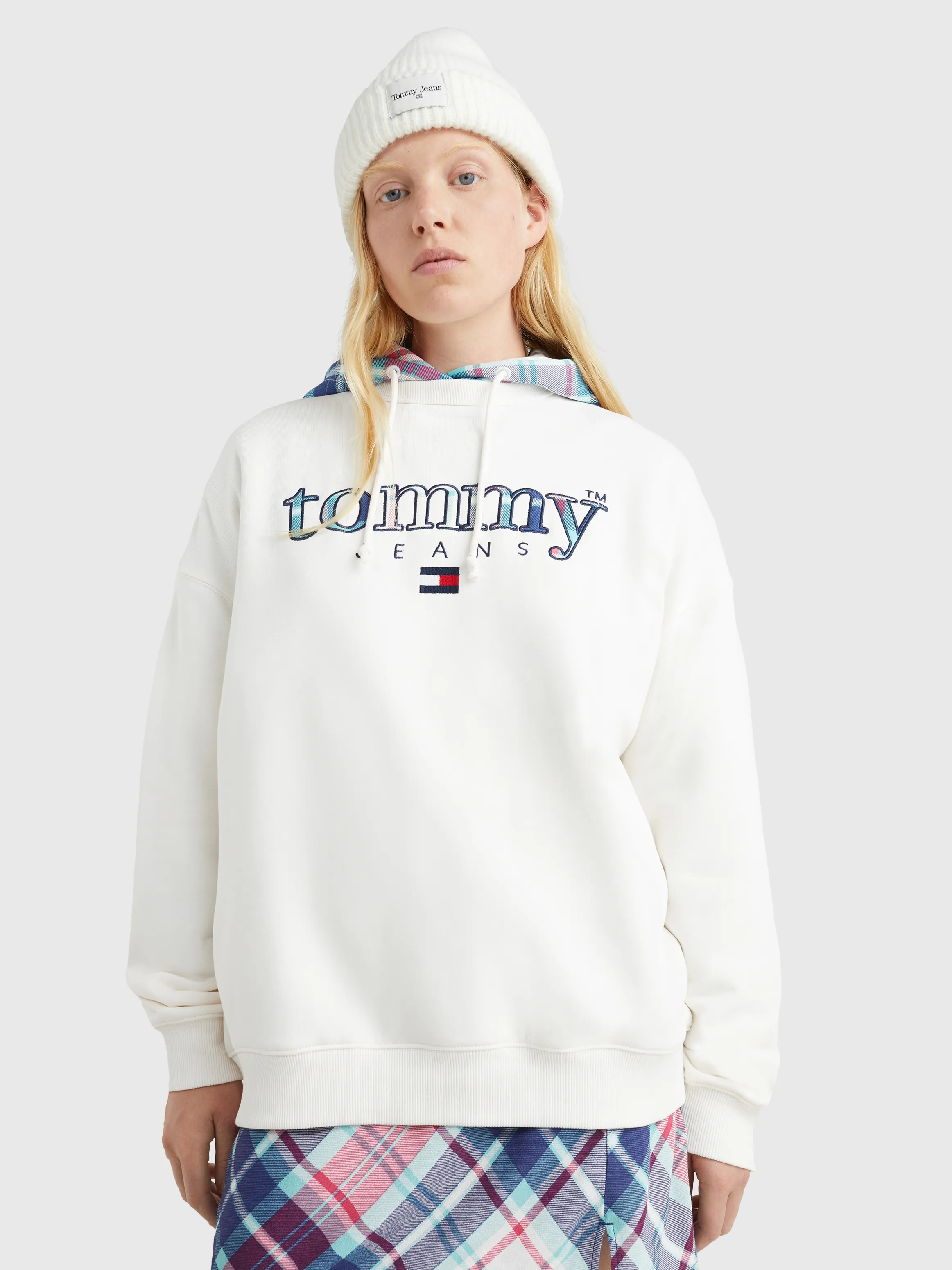 Tommy Tartan Logo Oversized Sweatshirt | Sweatshirts & Hoodies | Tommy Jeans